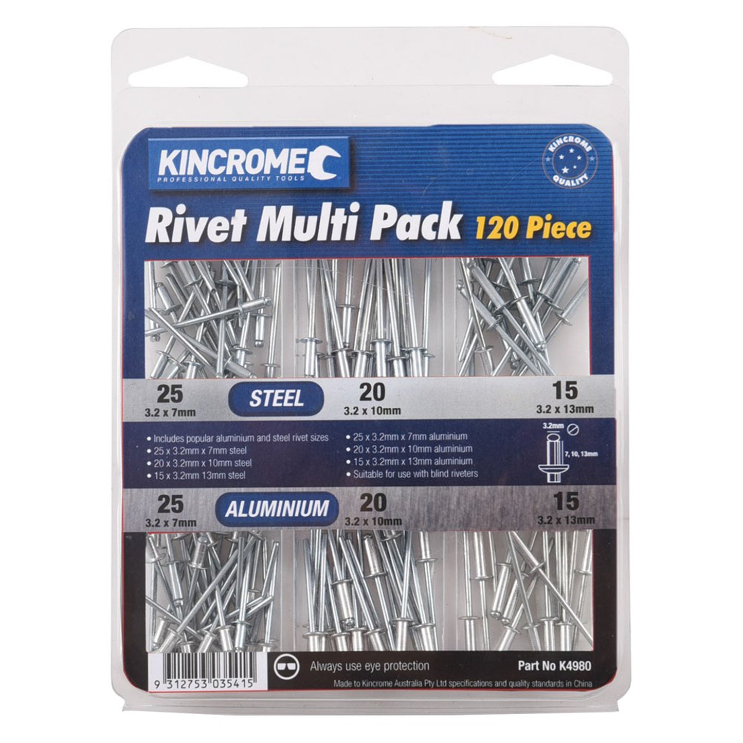 Kincrome Rivet Multi Pack 120pc