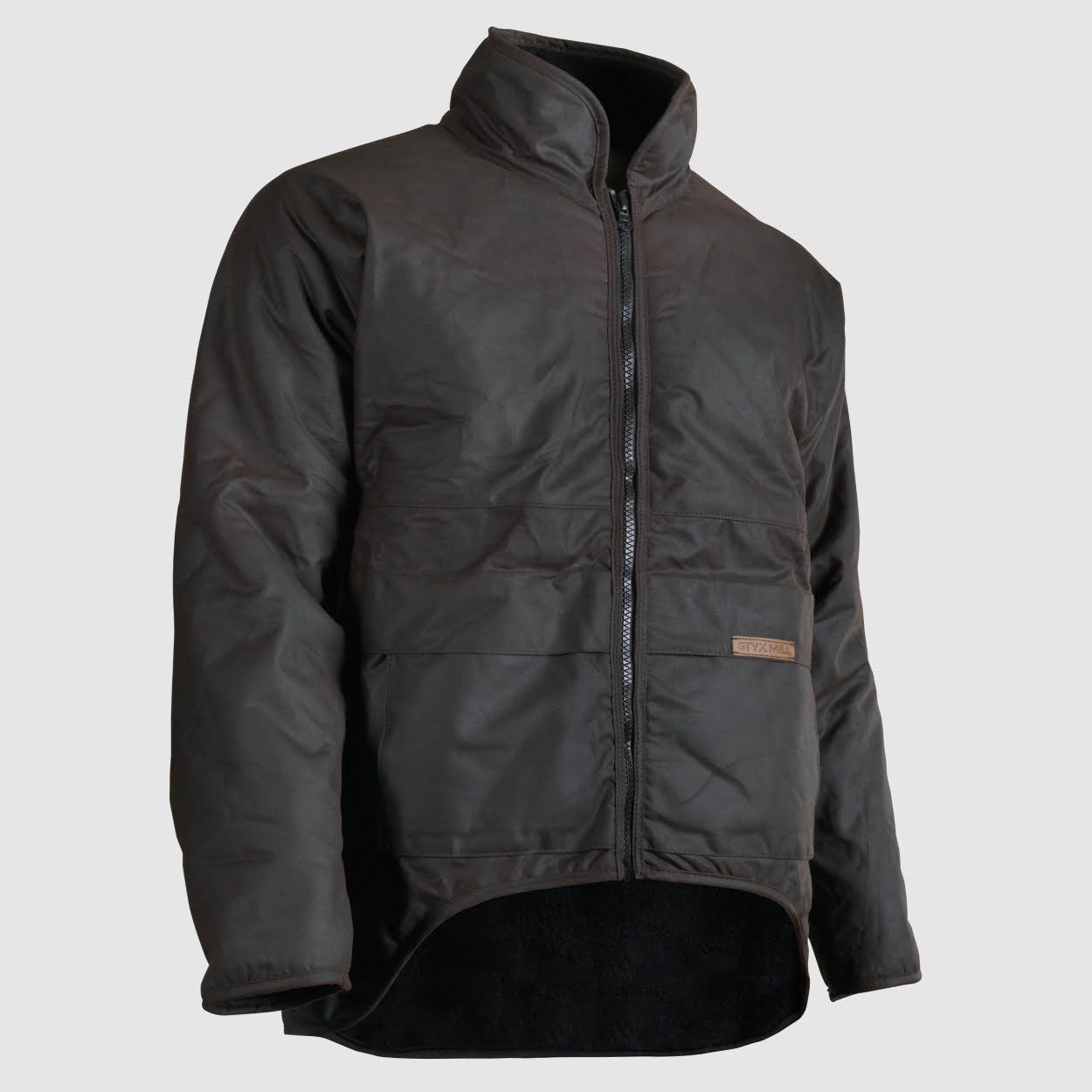 Styx Mill Oilskin Brown Long Sleeve Jacket Small