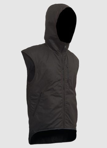 Styx Mill Oilskin Brown Fur Lined "hoodie" Vest [sz:large] 