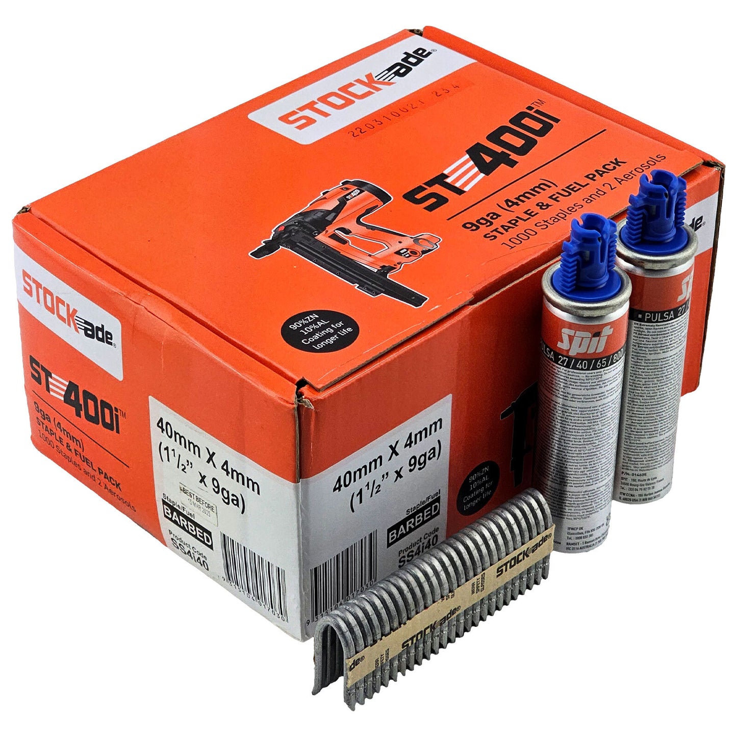 Stock-ade Impulse Barbed Staples Qty1000 [sz:40 X 4mm]