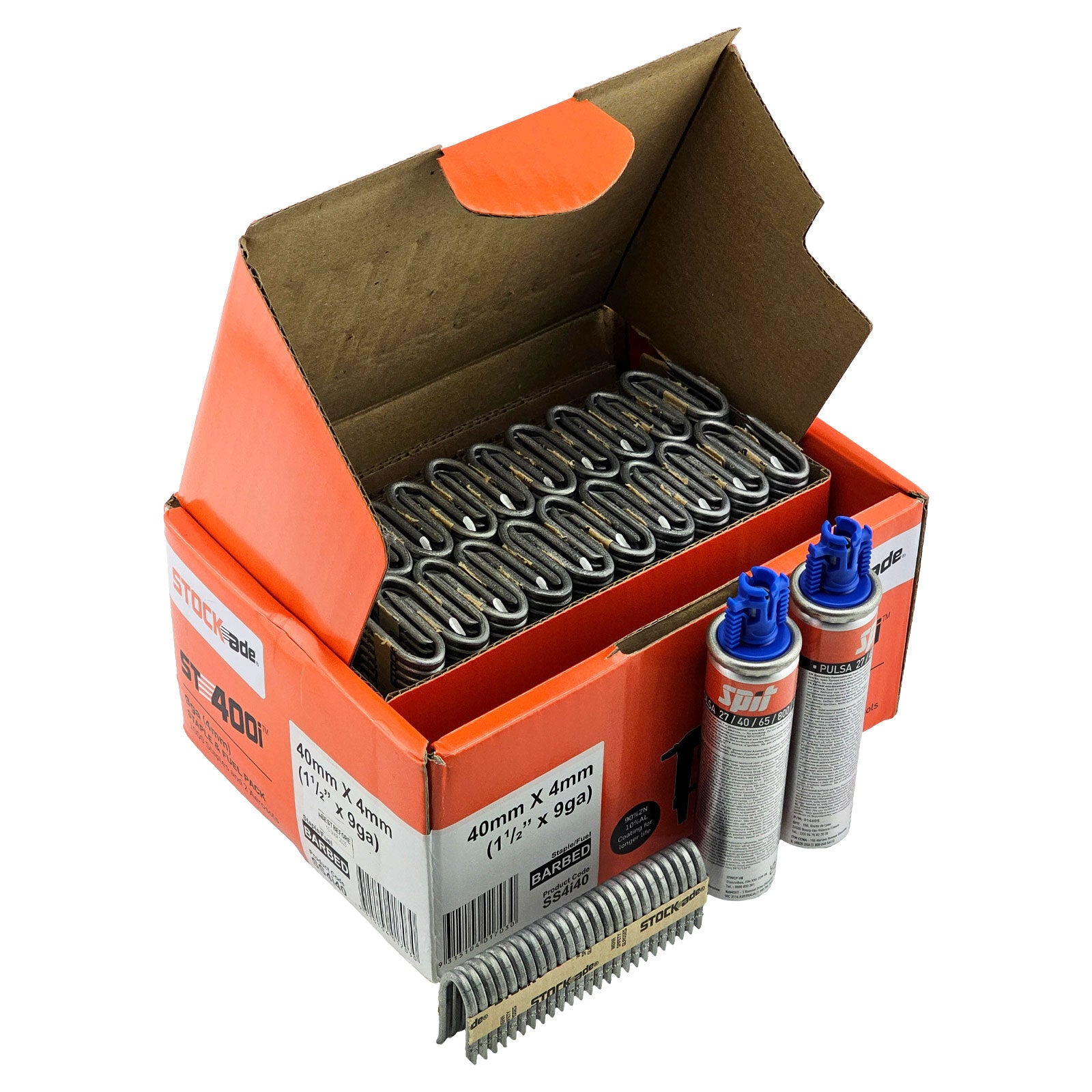 Stock-ade Impulse Barbed Staples Qty1000 [sz:40 X 4mm]