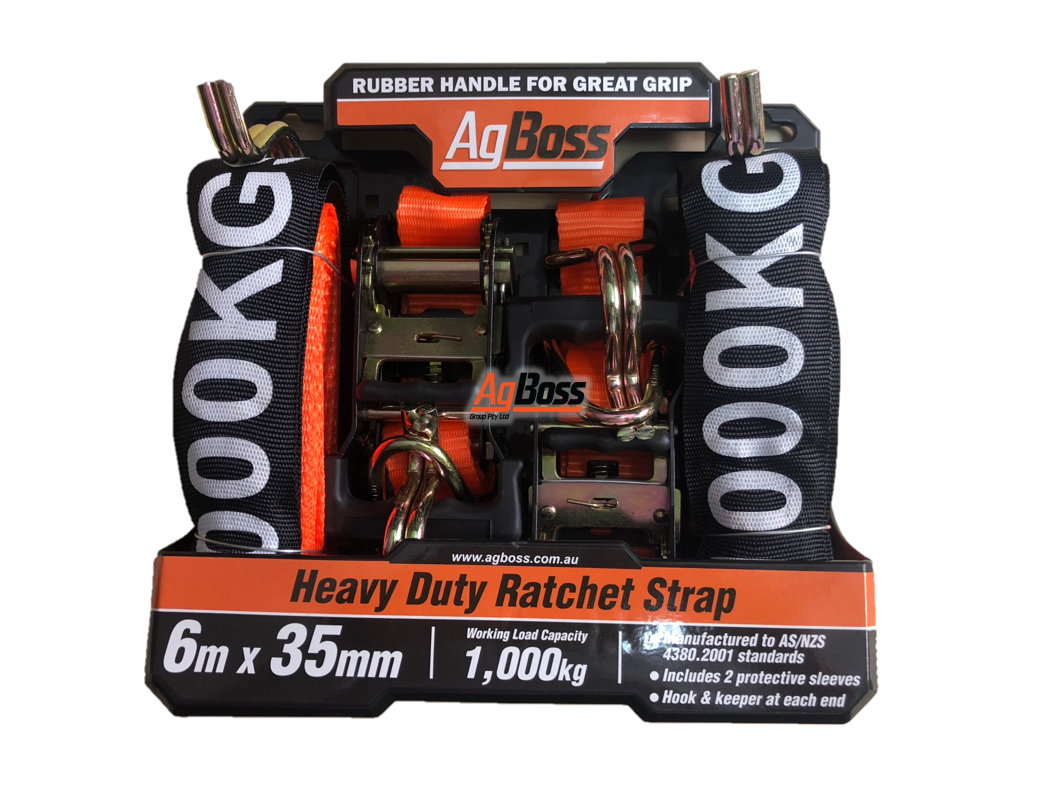 Agboss Ratchet Tie Down Heavy Duty 1000kg 2pk