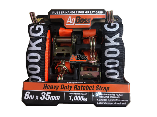 Agboss Ratchet Tie Down Heavy Duty 1000kg 2pk