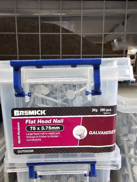 Bremick Flat Head Nail 75 X 3.75mm [qty:2kg]