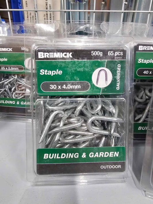 Bremick Staples 30mm X 4.0mm 500g 