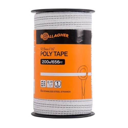 Gallagher Poly Tape 12.5mm X 200m [clr:white]