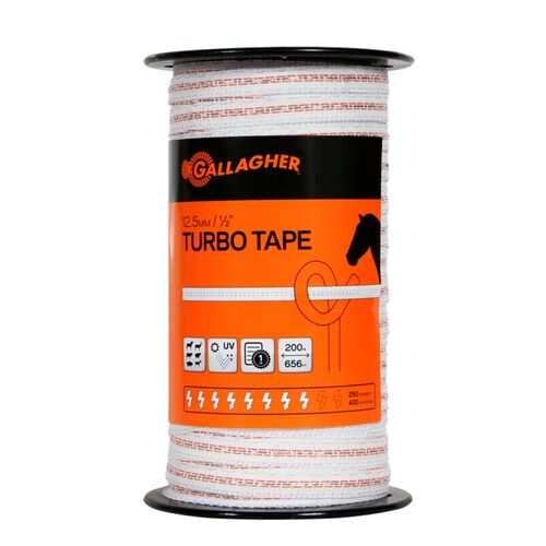 Gallagher Turbo Tape 12.5mm X 200m (white)