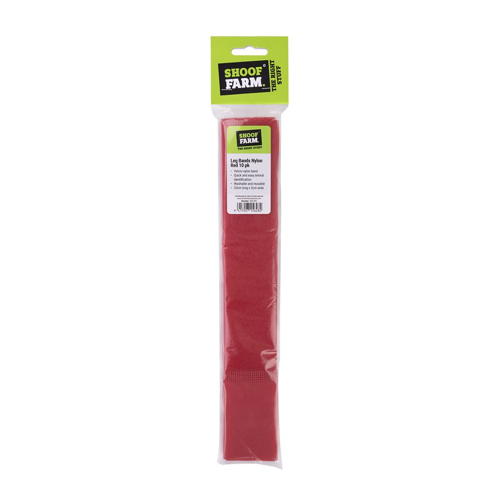 Shoof Leg Bands Nylon Red Pk10
