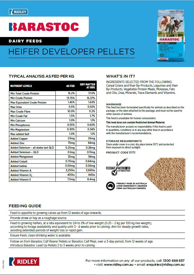 Barastoc Heifer Development Pellet 20kg